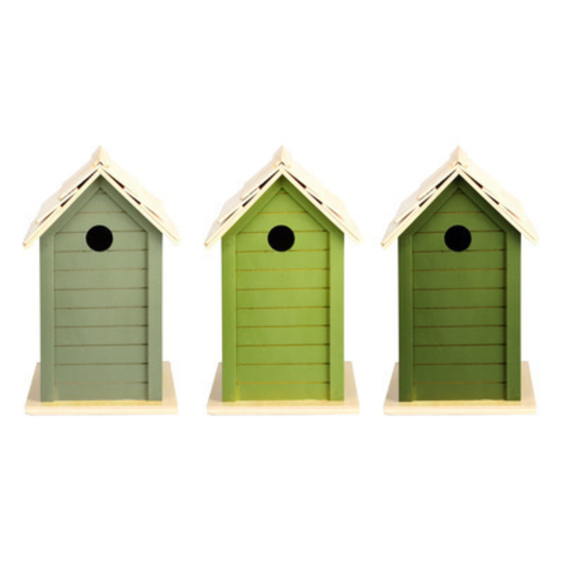 Fallen Fruits bird house in a choice of three colours light green / green / dark green. Easy to hang.  Will look lovely hanging in any garden and is perfect for small birds to live in. Price is for one bird house if you require a certain colour please specifiy which one when ordering.  Size: 15.7 x 15.1 x 25.2cm
